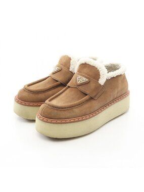 Prada Loafers Triangle Logo Suede Shoes